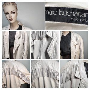 MARC BUCHANAN PELLE PELLE WHITE FRINGE LEATHER JACKET